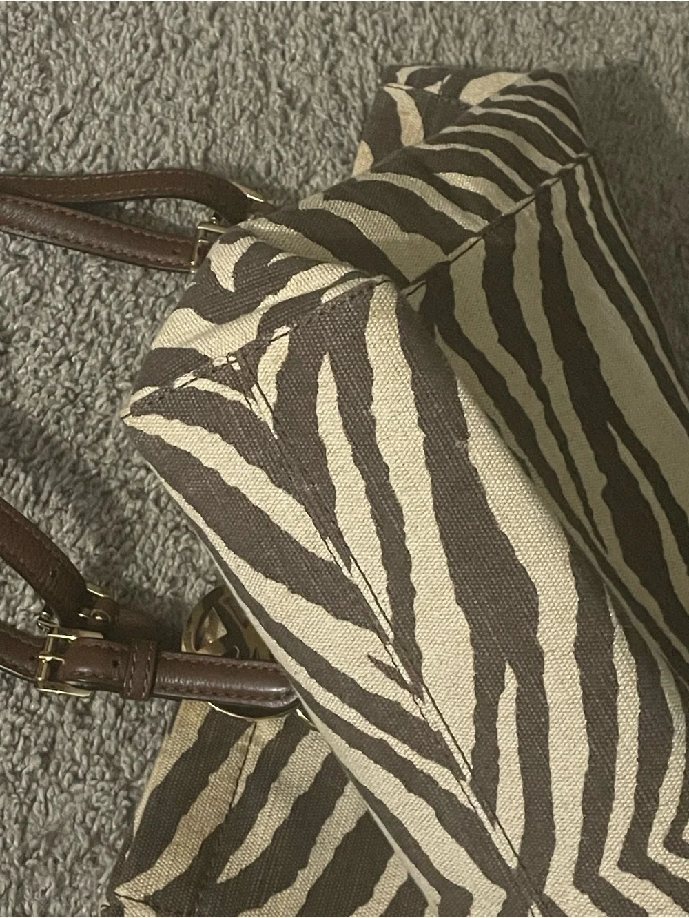 Michael Kors Zebra-Print Canvas Tote in Cream and Brown excellent condition - Picture 5 of 8